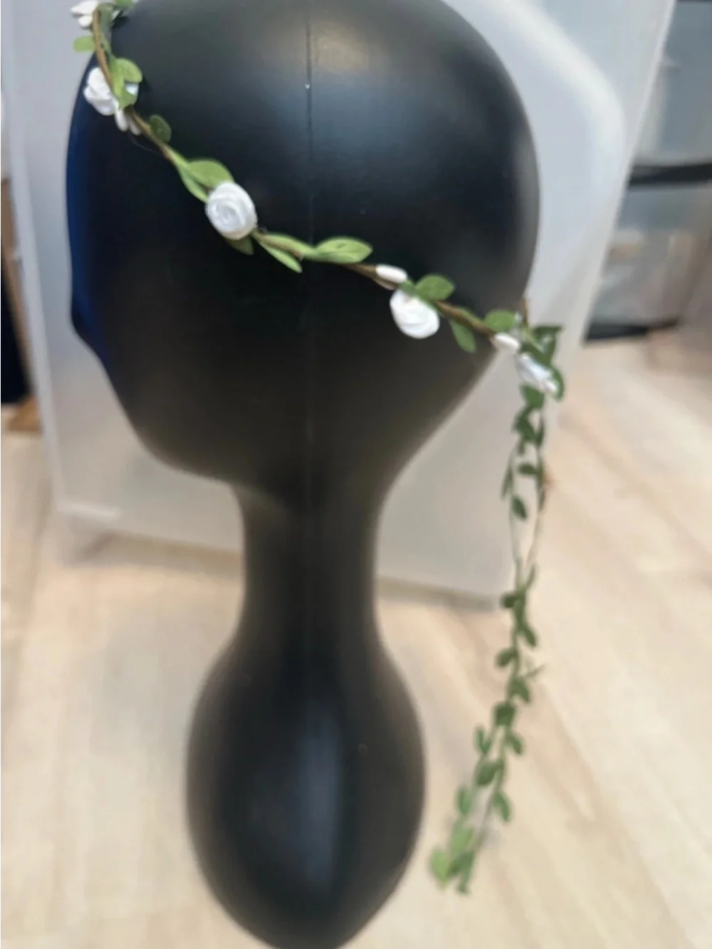 Dainty Flower Crown with Falling Leaves - Off White Fairy Headband Flower Girl